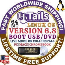 TAILS LATEST LINUX OS Bootable USB Flash Drive, 64-Bit, Works Mac & Windows PC picture