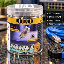 50 Pack Jodroad Shielded RJ45 Cat6 Cat6A Pass Through Ethernet Connectors picture