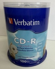 Verbatim CD-R 700MB 80min 52x Blank Discs White Surface 100 Pack Spindle picture