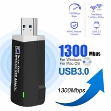 1300Mbps WiFi USB Wireless Network Receiver 2.4/5G Dual-Band Win10 11 Drive Free picture