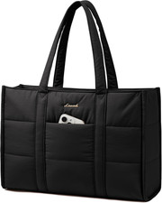 Laptop Bag for Women, Puffer Tote Bag for Work 15.6 Inch Large Computer Briefcas picture