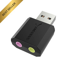 SABRENT USB External Stereo Sound Card Adapter AU-MMSA Windows Mac 3.5mm Audio picture