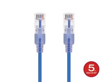SlimRun Cat6A Ethernet Patch Cable Network RJ45 Stranded UTP 30AWG 5ft Blue 5pk picture