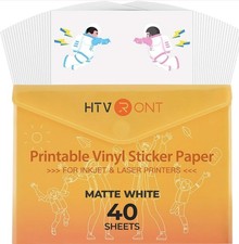 HTVRONT Printable Vinyl Sticker Paper, 40 Sheets, Matte White, 8.5