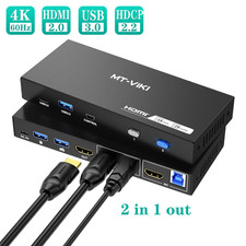 MT-VIKI 2 Port HDMI KVM Switch 4K@60Hz USB 3.0 for 2PCs w/Desktop Controller picture