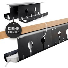No-Drill Under Desk Cable Management Tray - 2-Pack Wire Organizer for... picture