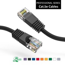 5 Pack of 2Ft CAT5E UTP Ethernet Network Booted Cable Black picture