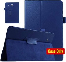 Case for Galaxy Tab E 9.6 - Slim Leather Stand Folio Cover, Dark Blue picture
