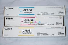 3 OEM Canon iR ADVANCE C250/C255/C350/C355 GPR-51 CMY Toner Cartridges picture
