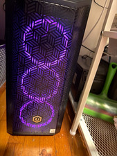 CyberPowerPC Gaming Desktop Tower PC, Black, RGB Lighting, USB 3.0 with monitor picture