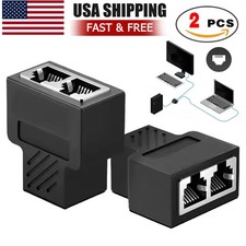 2 PCS RJ45 Ethernet Connector Splitter 1 to 2 sockets Internet Cable Cat 5 6 7 picture