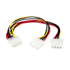4-pin Molex Male to 2x 4-pin Molex Female Cable, Y-splitter, 9-Inch picture