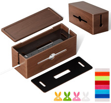 Caja Organizadora Cables Madera Grande Doble Capa para Oficina y Hogar, Nuevo picture