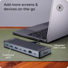 ZAGG 9-PORT HUB – 2 USB-C, 2 HDMI (4K 60HZ), 1 USB-A (10GBPS), ETHERNET, - picture