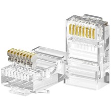100-Pack Cat6 RJ45 Connectors UTP Ethernet Cable Crimp Connectors Clear picture
