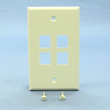 Leviton 41080-4AP Almond 1-Gang 4-Quickort Unbreakable Standard Wallplate Cover picture