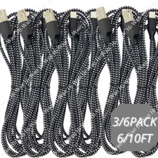 3/6 Pack 10ft USB Charger Cable Braided For iPhone 11 XR 8 7 Fast Charging Cord picture
