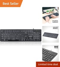 Durable Wired Keyboard with Bright White Backlight and Easy Read Keys picture