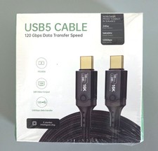 DERSUR USB5 120Gbps 240W PD 16K 60Hz 2M 6.6ft USB-C Cable New in Box Black picture