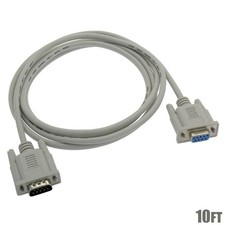 10FT DB9 9-Pin DB 9 Male to Female Null Modem Adapter Cable Extension Cord Ivory picture