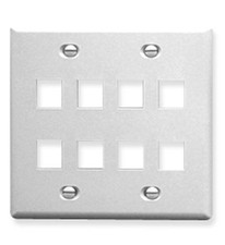 ICC ICC-IC107FD8WH FACEPLATE- FLAT- 2-GANG- 8-PORT- WHITE picture