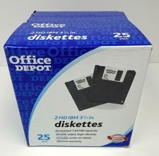 25 Pack Office Depot 3.5 inch 1.44MB 2HD Diskettes IBM Format Static Resist NOS picture
