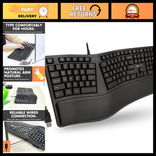 Ergonomic Wired Keyboard with Cushioned Wrist Rest - USB Split Keyboard for PC, picture