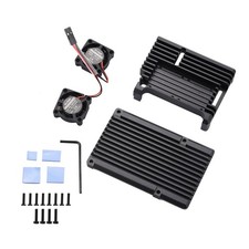 Metal Black Case Shell Box W/ Dual Fan Heatsink For Raspberry Pi 4 Model B 4B- picture