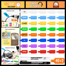 40 Pcs Reusable Cable Labels with Fine Point Marker - Multicolored Wire Organize picture