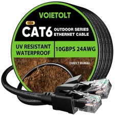 VOIETOLT Cat 6 Outdoor Ethernet Cable 200 ft, 24AWG 10Gbps Cat6 200FT, Black picture