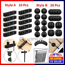 10~26 Pcs Cable Clips Self-Adhesive Cord Management Wire Holder Organizer Clamps picture