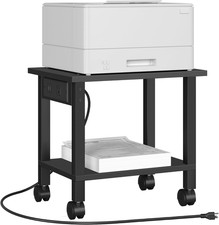 TUTOTAK 2 Tier Printer Stand, Rolling Printer Cart with Power Outlets and USB Po picture