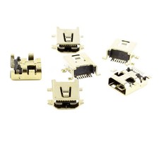6 Pcs Mini USB Female Jack 8-Pin 180 Degree SMD SMT Socket Connector Gold Tone picture
