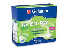 Verbatim 700MB 12X CD-RW 10 Packs Slim Jewel Case Disc Model 95156 picture