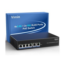 6-Port 10G/2.5G Ethernet PoE Switch with Dual 10GBASE-T, Vimin 4X 2.5G +2 x 1... picture