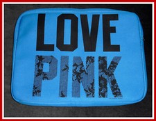 Victorias Secret LOVE PINK Laptop Sleeve/Case Blue w/ Black Letters  picture