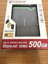 New Sealed Transcend 500GB StoreJet 25M3 USB 3 Portable Hard Drive picture
