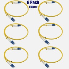 6 Pack 1M 3Ft LC UPC to LC UPC Duplex 9/125 Single Mode Fiber Optic Patch Cable picture