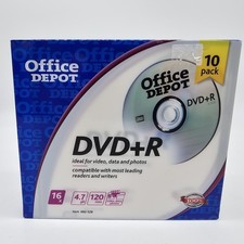 10 Pack OFFICE DEPOT DVD+R 120 Minute, 4.7 GB, 16x Blank Discs NEW/Torn Seal VTG picture