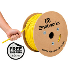 52networks Cat6A Plenum Solid Copper 1000ft 23AWG 750MHz 10Gbps UTP Cable Yellow picture