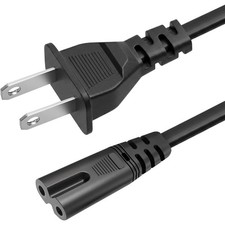 AC 2 Prong Power Cord 5ft for TV PS4 Xbox Monitor Speaker Replacement Black picture