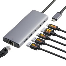 Amazon Basics 6-in-1 USB-C 3.2 (10G) Hub, 11.94 x 4.6 x 1.5cm, Light Grey picture
