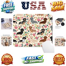 Dachshund Floral Seamless Design Mouse Pad, Sausage Dog Wiener Desk Mat | Pin... picture