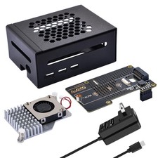 Metal Case for Raspberry Pi 5, Active Cooler, M.2 NVMe SSD Board & 27W USB C Pow picture