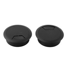 50mm Dia Plastic Computer Desk Round Grommet Wire Cable Hole Cover Black 2 PCS picture