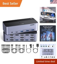 8K@60Hz HDMI Displayport KVM Switch 3 Monitors 2 Computers, Aluminum picture