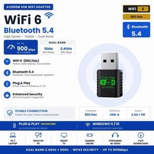 AX900M WiFi 6 USB-A Dual-Band Adapter w/ Bluetooth 5.4 900 Mbps Black picture