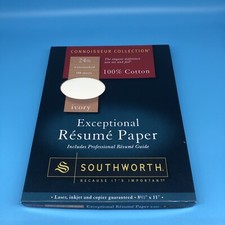 Southworth 100% Cotton Exceptional Resume Paper 24 lb 8-1/2 x 11 81 Sheets Ivory picture