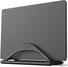 Humancentric Vertical Laptop Stand for Desks Adjustable Matte Black Macbook | Up picture