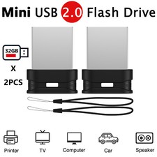 2Pack 32 GB USB 2.0 Flash Drives Low-Mini Profile Memory Sticks Thumb Pen Drive picture